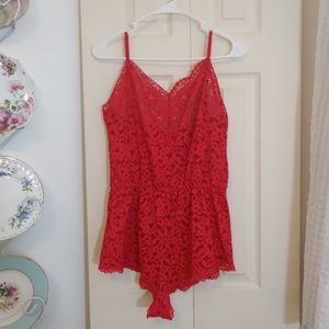 Victoria Secret Red Stretch Lace Romper